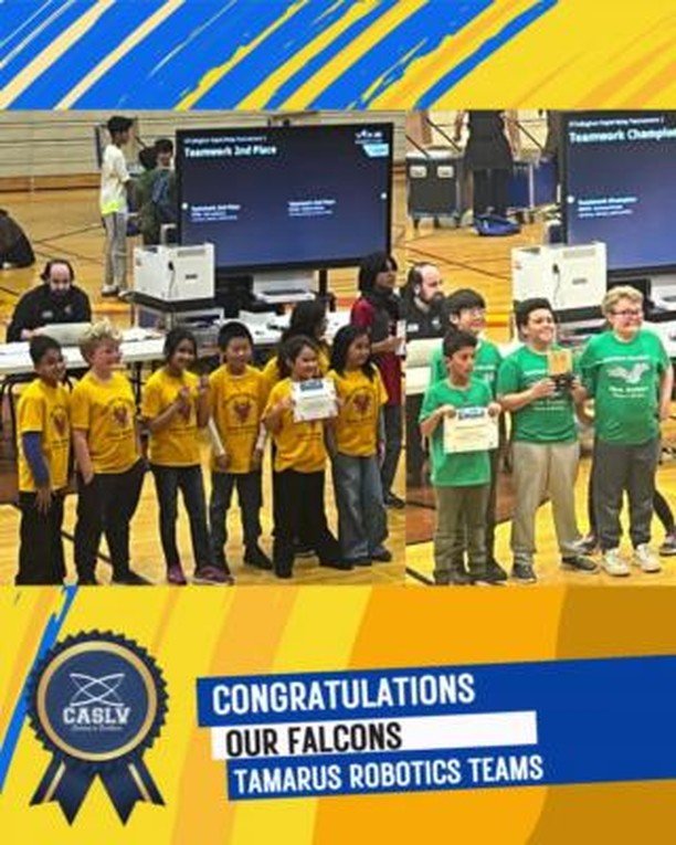 Tamarus Robotics Dominates Again 

Were thrilled to share that Tamarus Robotics claimed 1st and 2nd place in the Teamwork Challenge at OCallaghan Middle School this weekend 

With four Coral Academy campuses in action every team put on an incredible performance 
Way to go Falcons and Eagles 

CASLV 
Robotics 
FalconRobotics 
FutureEngineers
StudentSuccess 
FutureLeaders
STEM
CoralAcademyTamarus