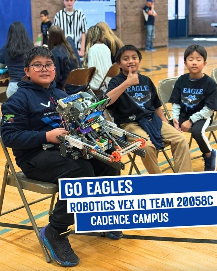 A big shoutout to Cadence Robotics VEX IQ Team 20058C  Eagles IQ 

We are proud to announce that Ezekiel B Adrien G Andrei G William H Mathias V and Alvin W have had an incredible season earning multiple Teamwork Awards and a Robot Skills Award across various competitions 

Currently ranked 2 among all elementary teams in Nevada Eagles IQ is gearing up for the NV State Championship next week aiming to repeat last years success where they earned an invitation to the VEX IQ World Championship 

Adding to their achievements they have also secured an invitation to the Create US Open Robotics Tournament in Iowa this March 

Good luck Eagles IQ   Lets soar to victory 

Photos  httpsphotosappgoogleuSr4vHnrktwAmqTA

CASLV
CoralAcademy
CoralAcademyCadence
VEXIQ 
CadenceEagles 
RoboticsChampions 
RoadToState
Eagles
EaglePride
SoaringtoExcellence
ProudMoment